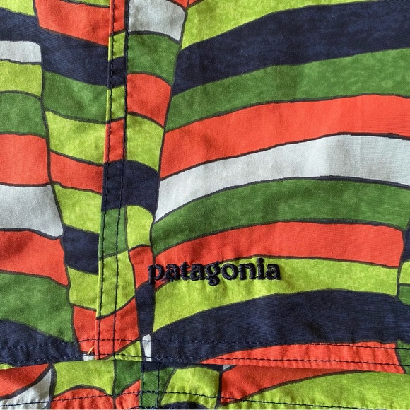 Patagonia Green Orange Blue Print Wavefarer Board Shorts 10 - Picture 12 of 14